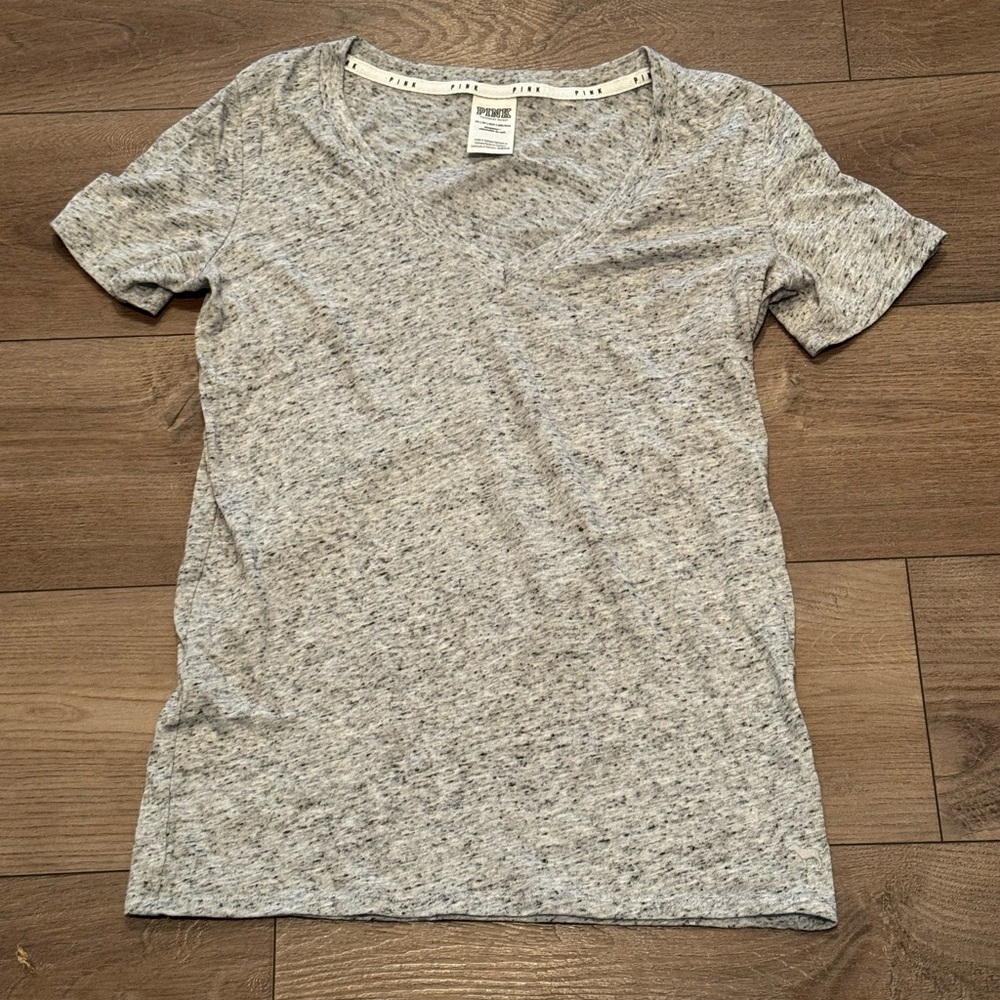 Victoria's Secret Pink Gray V-Neck T-Shirt